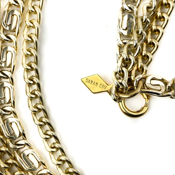 Sarah Coventry Four Dimensions Necklace Gold Tone Multi Strand Chains Textured - Picture 3 of 10